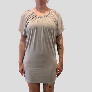 Wilfred Taupe Open Back Banded Bottom Mini Dress